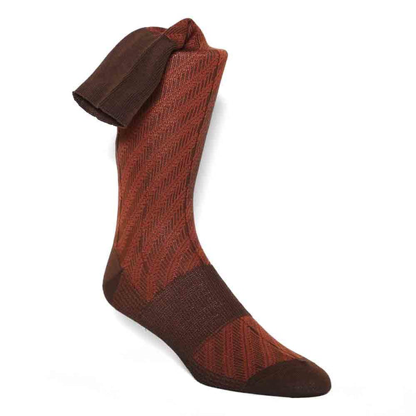 Johnston & Murphy Maroon Stripped Pattern Calf Length Men's Socks