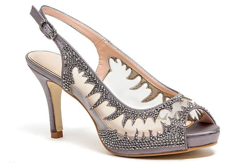 Lady Couture Spicy Gray Embellished Fabric Dress Pumps